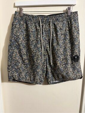 VISSLA Dark Floral Swim Shorts with Drawstring